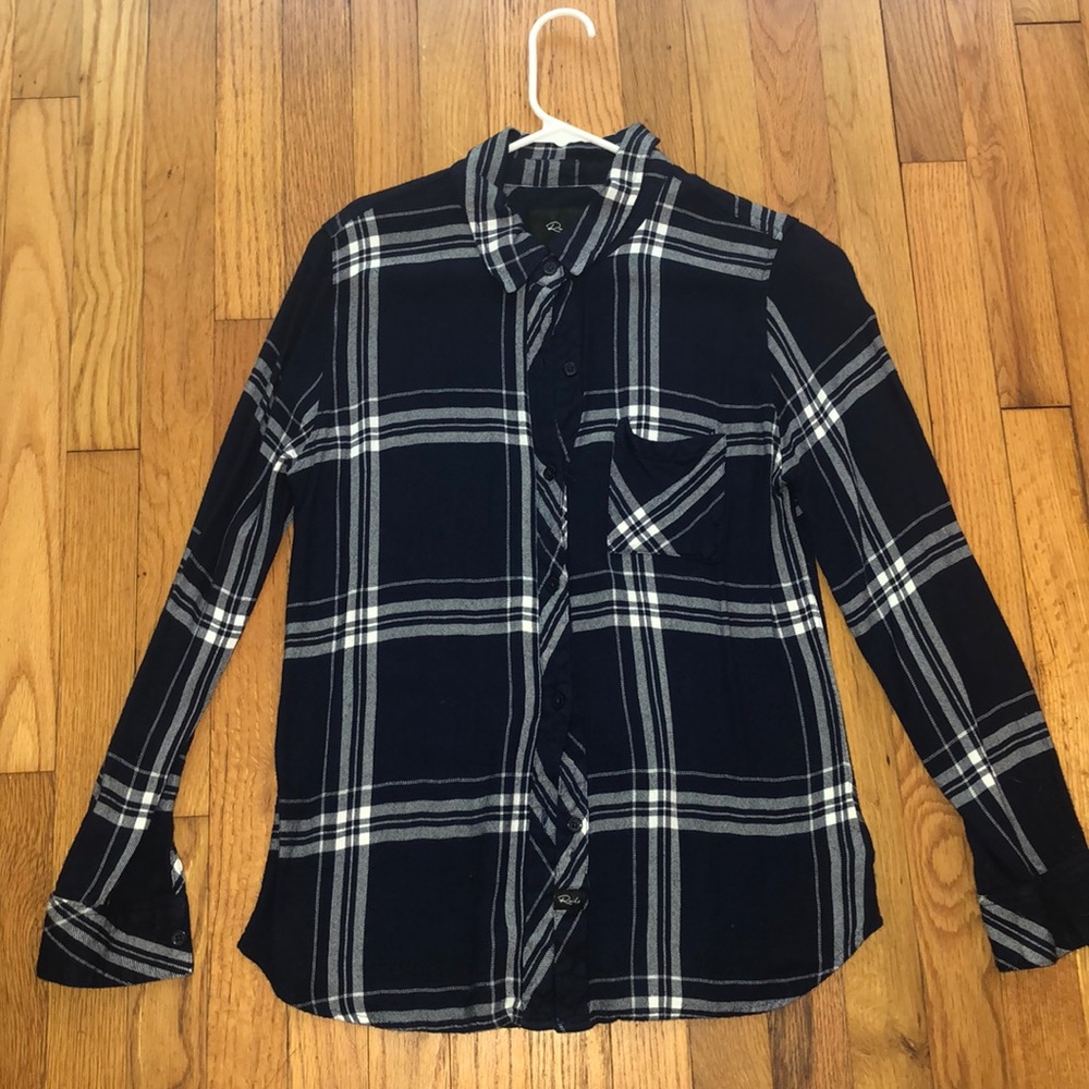 Navy & White Plaid Rails button down, size M